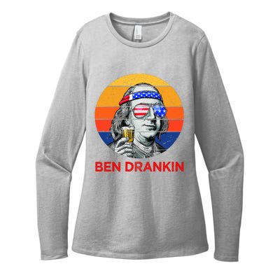 Ben Drankin Drinking Funny 4th Of July USA Merica America Womens CVC Long Sleeve Shirt