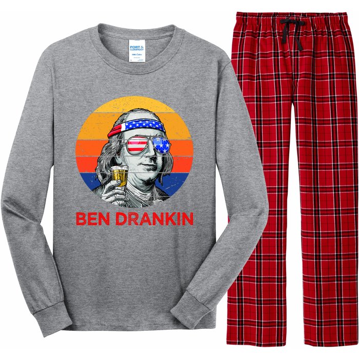 Ben Drankin Drinking Funny 4th Of July USA Merica America Long Sleeve Pajama Set