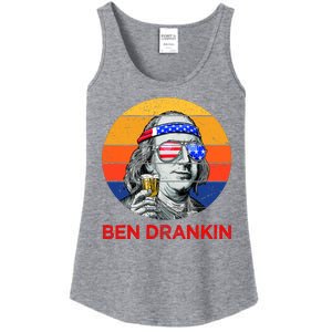 Ben Drankin Drinking Funny 4th Of July USA Merica America Ladies Essential Tank