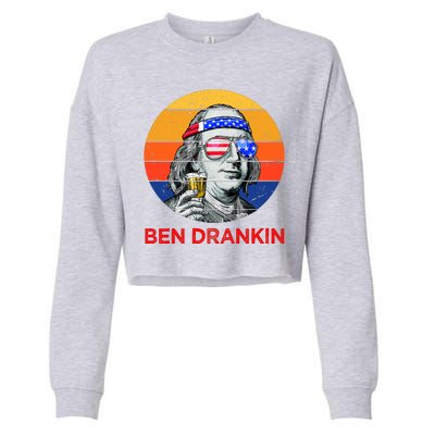 Ben Drankin Drinking Funny 4th Of July USA Merica America Cropped Pullover Crew