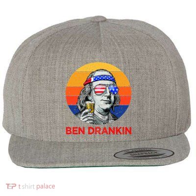 Ben Drankin Drinking Funny 4th Of July USA Merica America Wool Snapback Cap
