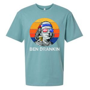 Ben Drankin Drinking Funny 4th Of July USA Merica America Sueded Cloud Jersey T-Shirt