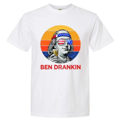 Ben Drankin Drinking Funny 4th Of July USA Merica America Garment-Dyed Heavyweight T-Shirt