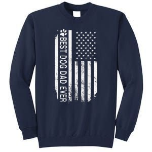 Best Dog Dad Ever American Flag Gift For Best Father Tall Sweatshirt