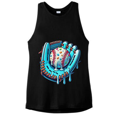 Baseball Drip Design Ice Cream Sprinkles Baseball Player Ladies PosiCharge Tri-Blend Wicking Tank
