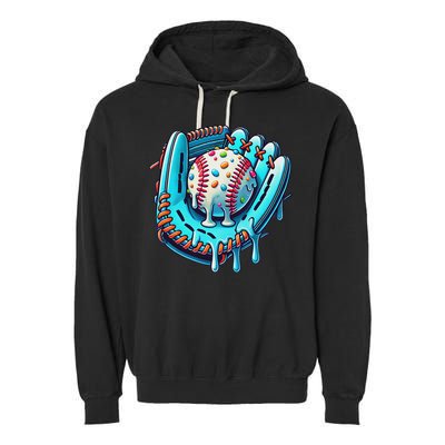 Baseball Drip Design Ice Cream Sprinkles Baseball Player Garment-Dyed Fleece Hoodie