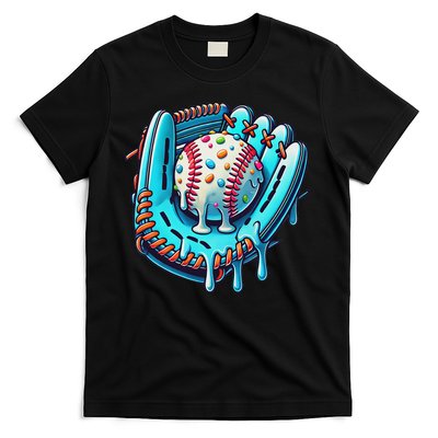 Baseball Drip Design Ice Cream Sprinkles Baseball Player T-Shirt