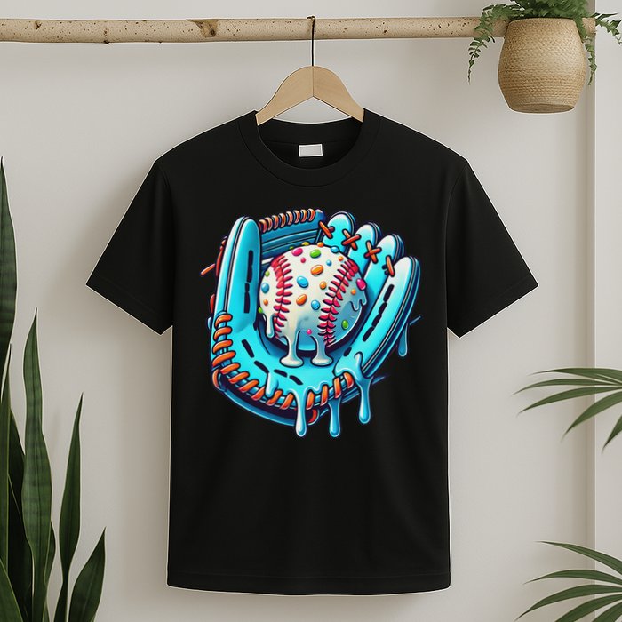 Baseball Drip Design Ice Cream Sprinkles Baseball Player T-Shirt
