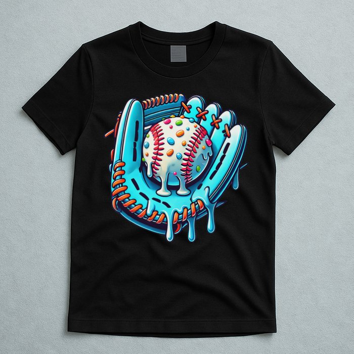 Baseball Drip Design Ice Cream Sprinkles Baseball Player T-Shirt