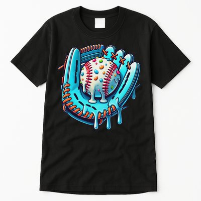 Baseball Drip Design Ice Cream Sprinkles Baseball Player Tall T-Shirt