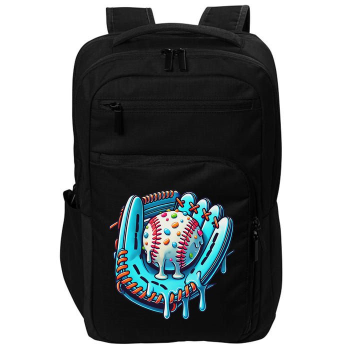 Baseball Drip Design Ice Cream Sprinkles Baseball Player Impact Tech Backpack