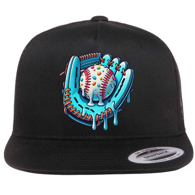 Baseball Drip Design Ice Cream Sprinkles Baseball Player Flatbill Hat