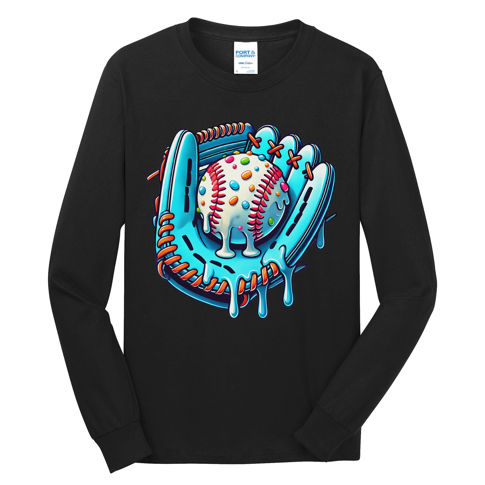Baseball Drip Design Ice Cream Sprinkles Baseball Player Tall Long Sleeve T-Shirt