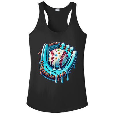 Baseball Drip Design Ice Cream Sprinkles Baseball Player Ladies PosiCharge Competitor Racerback Tank