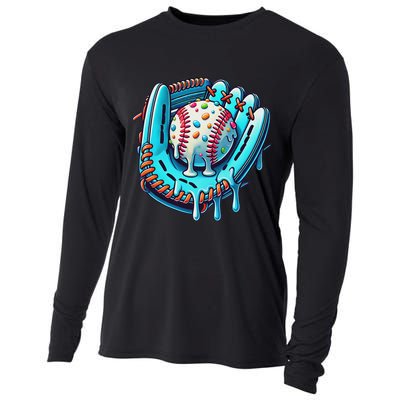 Baseball Drip Design Ice Cream Sprinkles Baseball Player Cooling Performance Long Sleeve Crew