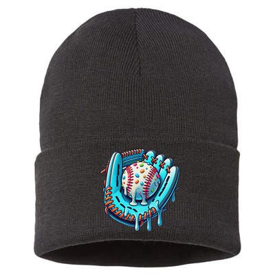Baseball Drip Design Ice Cream Sprinkles Baseball Player Sustainable Knit Beanie