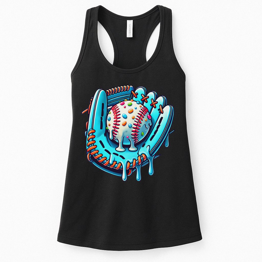 Baseball Drip Design Ice Cream Sprinkles Baseball Player Womens Tank Top