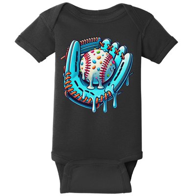Baseball Drip Design Ice Cream Sprinkles Baseball Player Baby Bodysuit