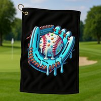 Baseball Drip Design Ice Cream Sprinkles Baseball Player Golf Towel