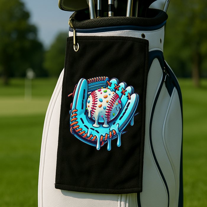 Baseball Drip Design Ice Cream Sprinkles Baseball Player Golf Towel