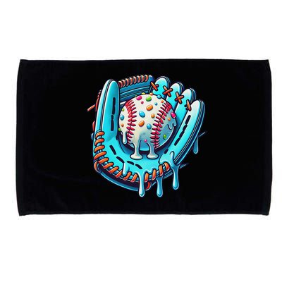 Baseball Drip Design Ice Cream Sprinkles Baseball Player Microfiber Hand Towel