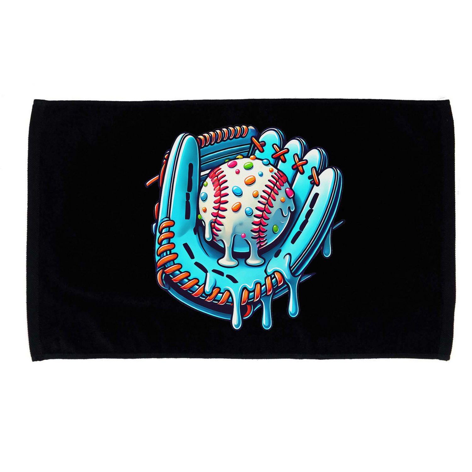 Baseball Drip Design Ice Cream Sprinkles Baseball Player Microfiber Hand Towel