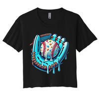 Baseball Drip Design Ice Cream Sprinkles Baseball Player Crop Top