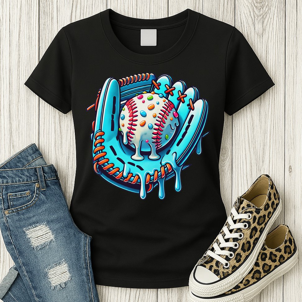 Baseball Drip Design Ice Cream Sprinkles Baseball Player Womens T-Shirt