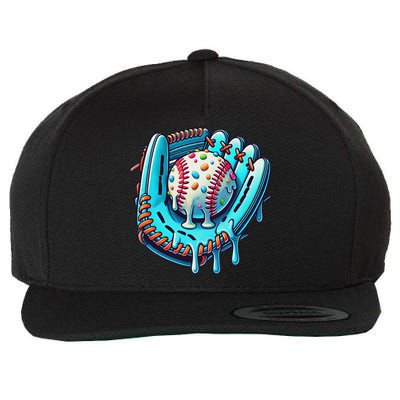 Baseball Drip Design Ice Cream Sprinkles Baseball Player Wool Snapback Cap