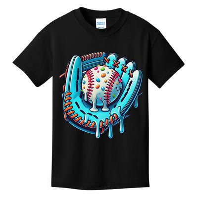 Baseball Drip Design Ice Cream Sprinkles Baseball Player Kids T-Shirt