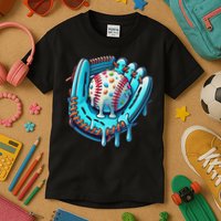 Baseball Drip Design Ice Cream Sprinkles Baseball Player Kids T-Shirt