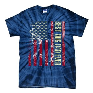 Best Dog Dad Ever Gift American Flag FatherS Day Gift Tie-Dye T-Shirt