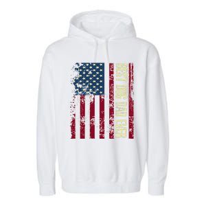 Best Dog Dad Ever Gift American Flag FatherS Day Gift Garment-Dyed Fleece Hoodie