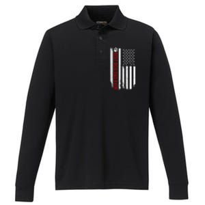 Best Dog Dad Ever American Flag Gift For Best Father Day Gifts Performance Long Sleeve Polo