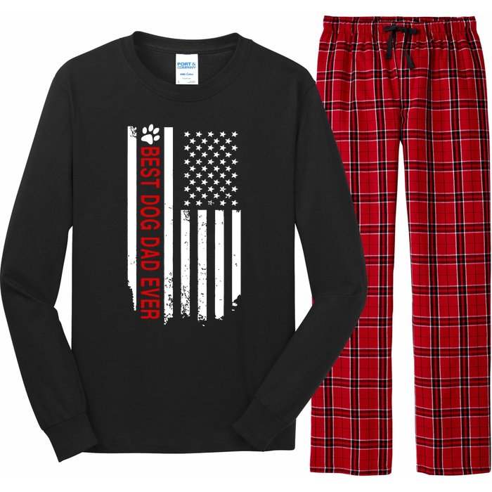 Best Dog Dad Ever American Flag Gift For Best Father Day Gifts Long Sleeve Pajama Set