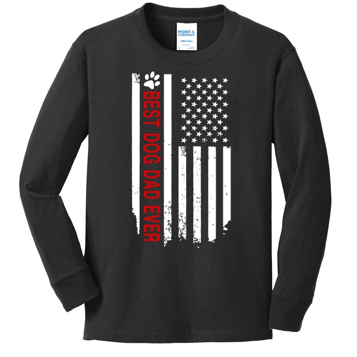 Best Dog Dad Ever American Flag Gift For Best Father Day Gifts Kids Long Sleeve Shirt