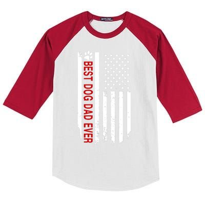 Best Dog Dad Ever American Flag Gift For Best Father Day Gifts Kids Colorblock Raglan Jersey