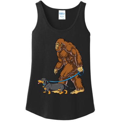 Bigfoot Dachshund Dog Walk Funny Sasquatch Lovers Ladies Essential Tank