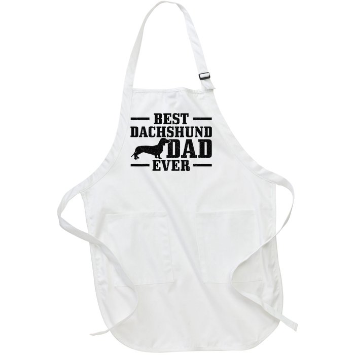 Best Dachshund Dad Ever Wiener Dog Owner Vintage Dachshund Full-Length Apron With Pockets