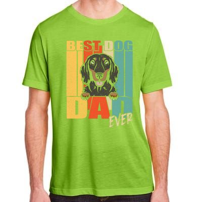 Best Dog Dad Ever Black And Tan Longhaired Dachshund Lover Meaningful Gift Adult ChromaSoft Performance T-Shirt