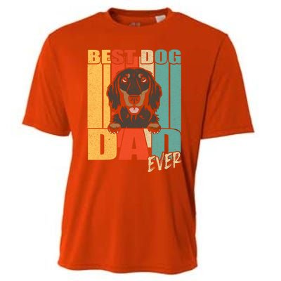 Best Dog Dad Ever Black And Tan Longhaired Dachshund Lover Meaningful Gift Cooling Performance Crew T-Shirt