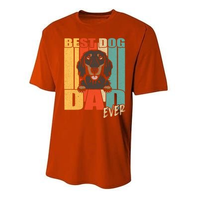 Best Dog Dad Ever Black And Tan Longhaired Dachshund Lover Meaningful Gift Performance Sprint T-Shirt