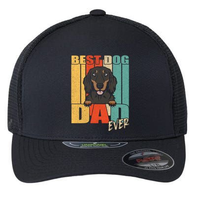 Best Dog Dad Ever Black And Tan Longhaired Dachshund Lover Meaningful Gift Flexfit Unipanel Trucker Cap