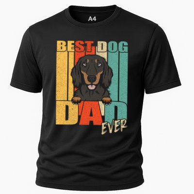 Best Dog Dad Ever Black And Tan Longhaired Dachshund Lover Meaningful Gift Performance Shirt