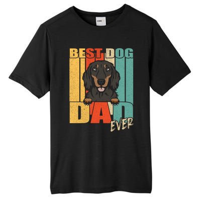 Best Dog Dad Ever Black And Tan Longhaired Dachshund Lover Meaningful Gift Tall Fusion ChromaSoft Performance T-Shirt