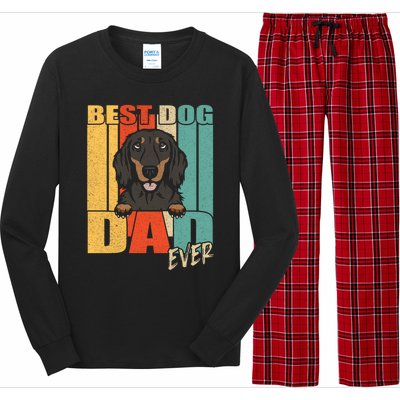 Best Dog Dad Ever Black And Tan Longhaired Dachshund Lover Meaningful Gift Long Sleeve Pajama Set