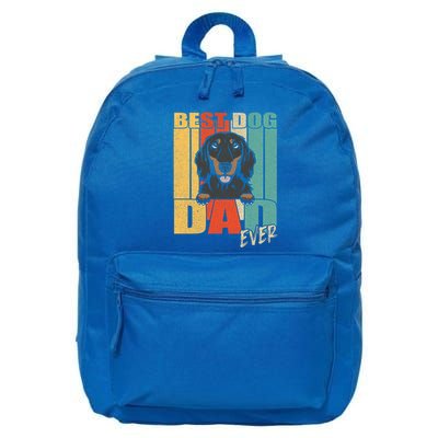 Best Dog Dad Ever Black And Tan Longhaired Dachshund Lover Meaningful Gift 16 in Basic Backpack