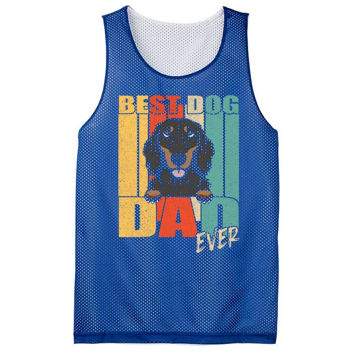 Best Dog Dad Ever Black And Tan Longhaired Dachshund Lover Meaningful Gift Mesh Reversible Basketball Jersey Tank