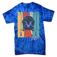 Best Dog Dad Ever Black And Tan Longhaired Dachshund Lover Meaningful Gift Tie-Dye T-Shirt