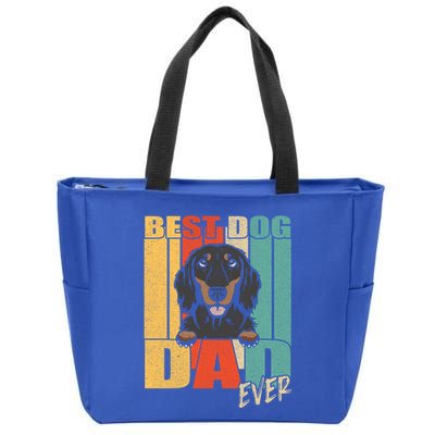 Best Dog Dad Ever Black And Tan Longhaired Dachshund Lover Meaningful Gift Zip Tote Bag
